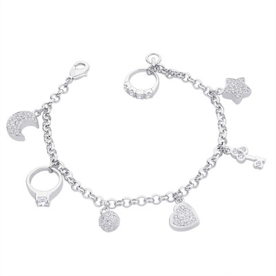 Peora Alloy Rhodium Bracelet, Silver