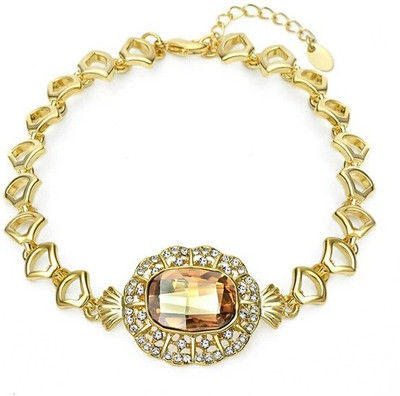 

WearYourFashion Alloy Swarovski Crystal Gold-plated Bracelet, Yellow