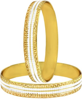 the jewelbox Brass Rhodium Bangle Set(Pack of 2)