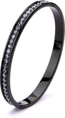 

Inox Jewelry Stainless Steel Cubic Zirconia Bangle, Black