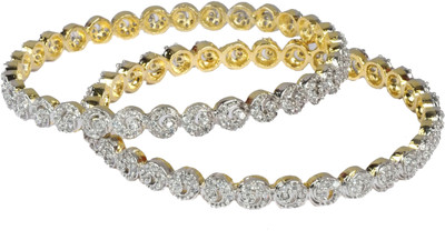

You Bella Alloy Cubic Zirconia Gold-plated Bangle Set(Pack of 2, Multicolor