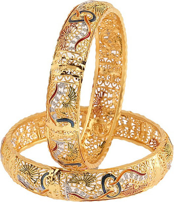 

Zeneme Alloy Bangle Set(Pack of 2), Gold