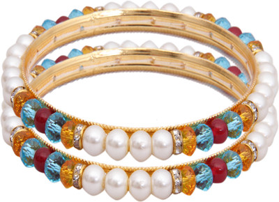 85% OFF on Classique Designer Jewellery Alloy Crystal Rhodium Bangle Set(Pack of 2)