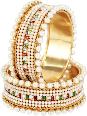 Jewels Gehna Alloy Cubic Zirconia Brass Bangle Set(Pack of 2)