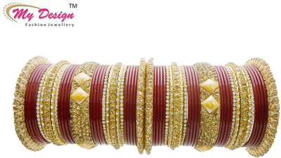 

My Design Lac Gold-plated Chudas(Pack of 58), Maroon