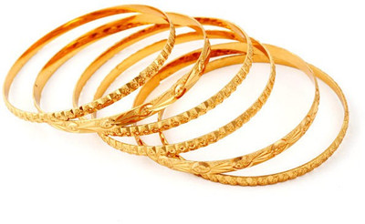57% OFF on Ethnic Jewels Brass Yellow Gold Bangle Set(Pack of 6)