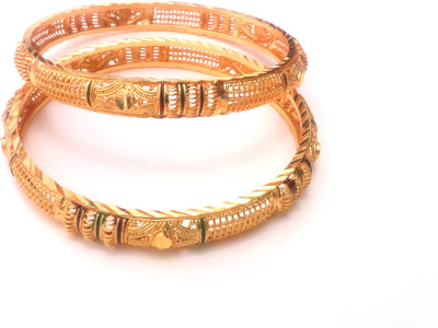 

Awari Metal Bangle Set(Pack of 2), Gold