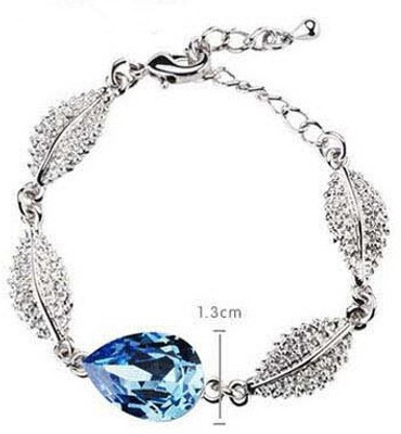 Silver Shoppee Alloy Cubic Zirconia Rhodium Bracelet, Blue;silver