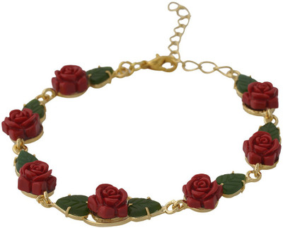 

Nisa Pearls Alloy Jade Bracelet, Red;green