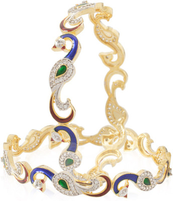 

Jewels Galaxy Alloy Bangle Set(Pack of 2), White