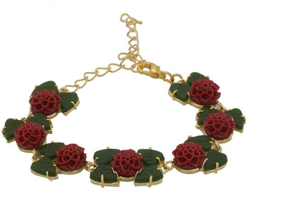 

Nisa Pearls Alloy Bracelet, Red;green