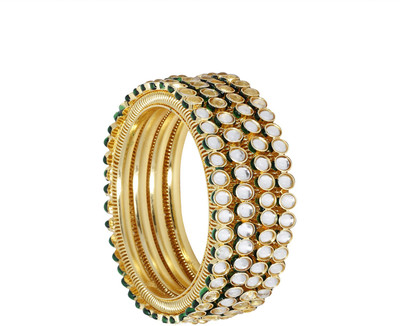 

My Design Alloy Gold-plated Bangle Set(Pack of 4), White