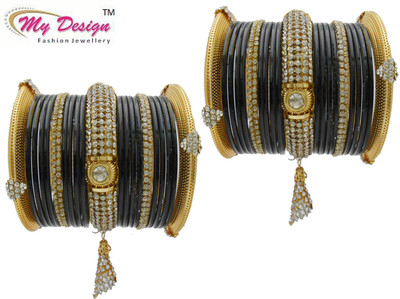 

My Design Alloy Gold-plated Chudas(Pack of 46), Black