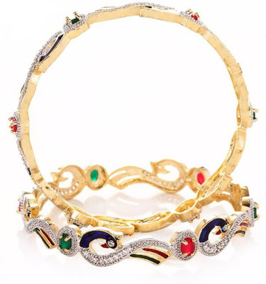 

Zeneme Alloy Cubic Zirconia Bangle Set(Pack of 2), Multicolor