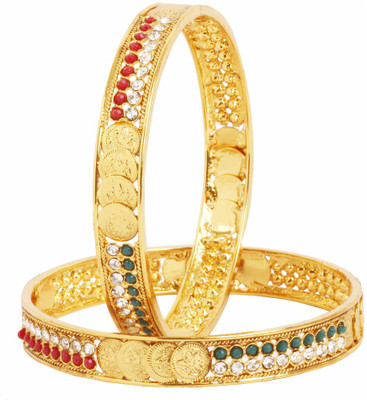 the jewelbox Brass Gold-plated Bangle Set(Pack of 2)