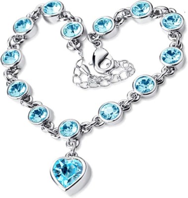 University Trendz Alloy Crystal Rhodium Charm Bracelet