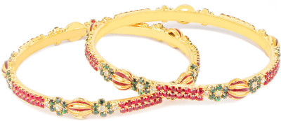 77% OFF on VK Jewels Alloy Cubic Zirconia Yellow Gold Bangle Set(Pack of 2)