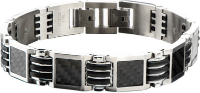 

Inox Jewelry Stainless Steel Bracelet, Silver;black