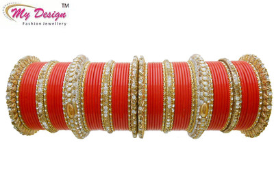 

My Design Lac Gold-plated Chudas(Pack of 74), Orange