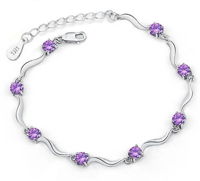 

WearYourFashion Alloy Cubic Zirconia Platinum Bracelet, Purple