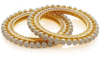 45% OFF on Affinity Alloy, Silver Cubic Zirconia Gold-plated Bangle Set(Pack of 2)