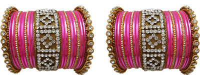 

My Design Alloy Gold-plated Bangle Set(Pack of 38), Pink