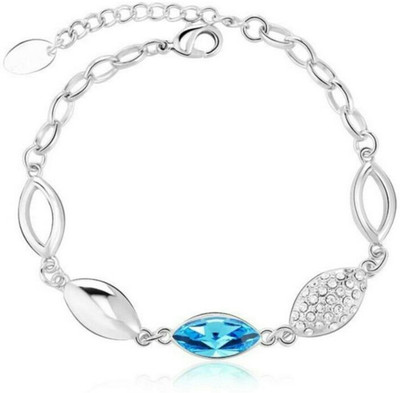 

University Trendz Alloy Crystal Rhodium Charm Bracelet, Blue
