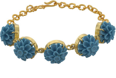 

Nisa Pearls Alloy Bracelet, Gold;blue