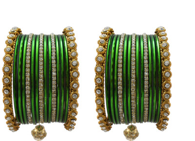 

My Design Alloy Gold-plated Bangle Set(Pack of 34), Green