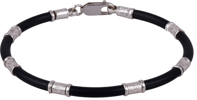 

Arisidh Sterling Silver Silver Kada, Black