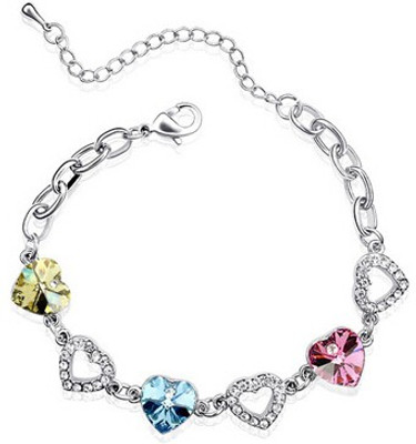 

Silver Shoppee Alloy Crystal Rhodium Bracelet, Multicolor;silver