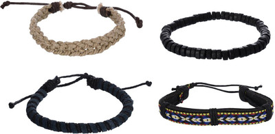 

Grandiose Leather Silver Bracelet, Black