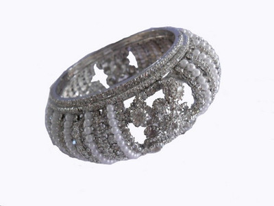 My Design Alloy Crystal Bangle, White