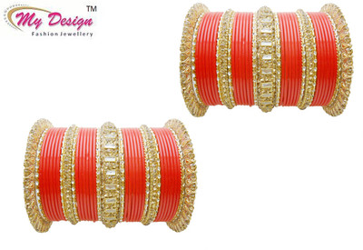 

My Design Lac Gold-plated Chudas(Pack of 74), Orange