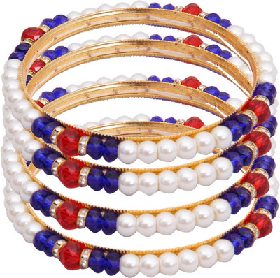 88% OFF on Classique Designer Jewellery Alloy Crystal Rhodium Bangle Set(Pack of 4)