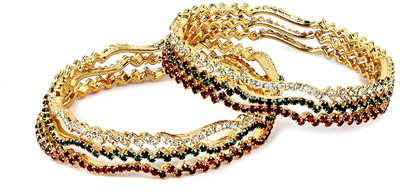 77% OFF on VK Jewels Alloy Cubic Zirconia Yellow Gold Bangle Set(Pack of 6)