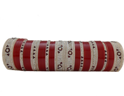 

My Design Acrylic Chudas(Pack of 66), Maroon;white