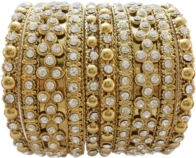 

My Design Alloy Gold-plated Bangle Set(Pack of 6), Gold;white