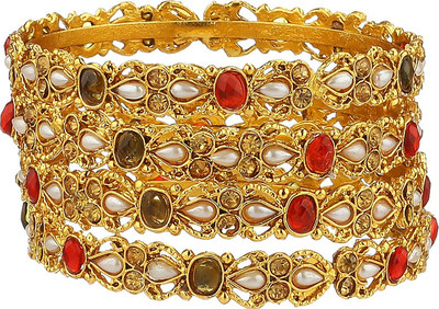 

Zeneme Alloy Bangle Set(Pack of 4), Gold