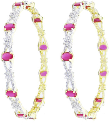 

You Bella Alloy Cubic Zirconia Gold-plated Bangle Set(Pack of 2, Red
