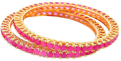 GEODE DELIGHT Copper Ruby Gold-plated Bangle Set(Pack of 2)