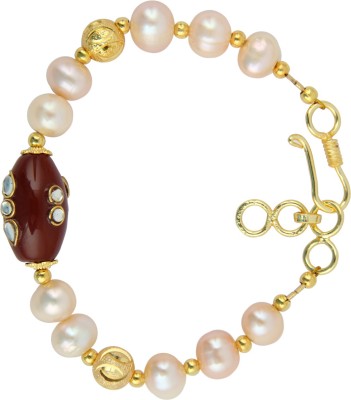 Pearlz Ocean Alloy Pearl, Jade Gold-plated Bracelet