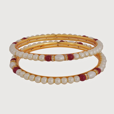 

Nisa Pearls Shell Pearl Bangle Set(Pack of 2), Multicolor