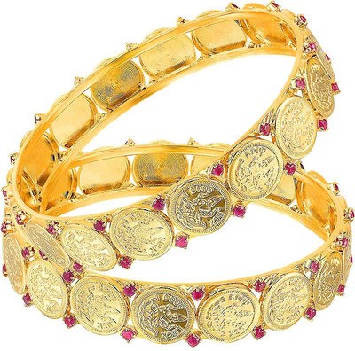 

Mahi Alloy Gold-plated Bangle Set(Pack of 2), Gold;pink