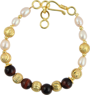 

Pearlz Ocean Alloy Pearl, Quartz Gold-plated Bracelet, Orange;red
