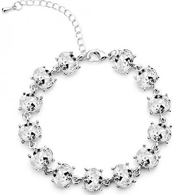 

Silver Shoppee Alloy Crystal Rhodium Bracelet, Silver;white