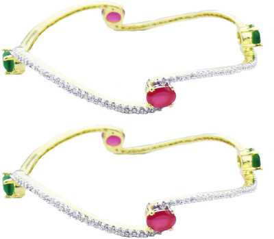 

You Bella Alloy Cubic Zirconia Gold-plated Bangle Set(Pack of 2, Red