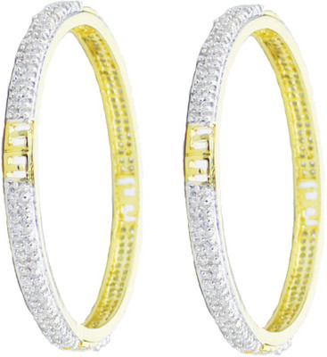 

You Bella Alloy Cubic Zirconia Gold-plated Bangle Set(Pack of 2, Silver
