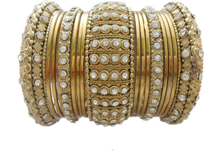 

My Design Alloy Gold-plated Bangle Set(Pack of 17), Gold;white