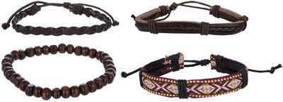 

Grandiose Leather Bracelet(Pack of 4), Multicolor